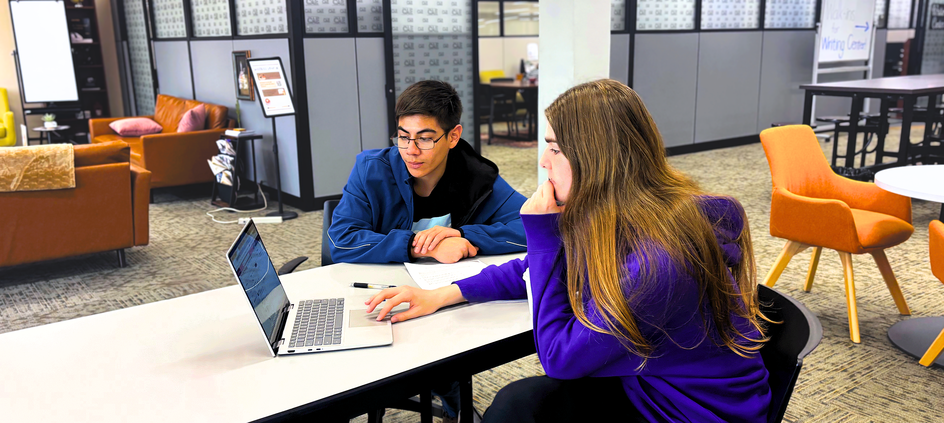 picture of students studying in CAE department on second floor